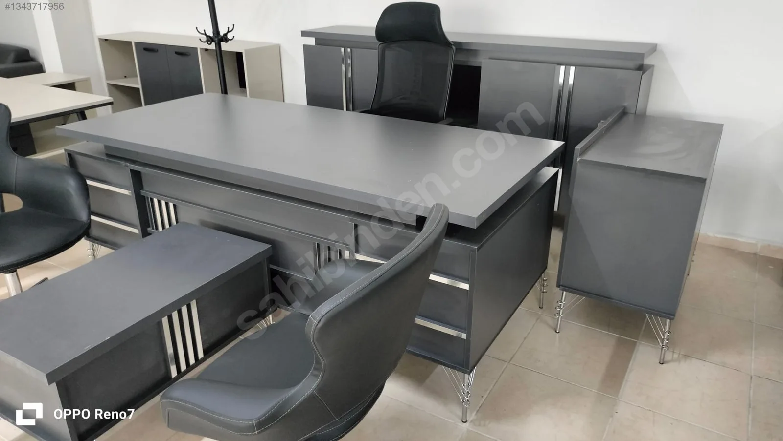 200x90 Antrasit Müdür Masa Takımı Sıfır (1)