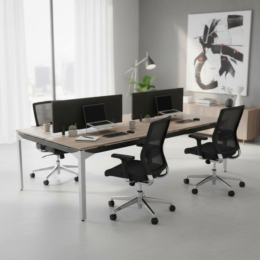 ATOM - SES YALITIMLI DATAPORTLU MDF 4'LÜ WORKSTATİON - ATOM OFİS